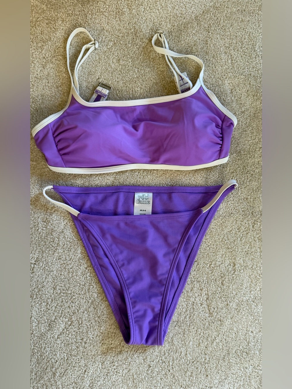wild fable Lavender Bikini Set with White Trim